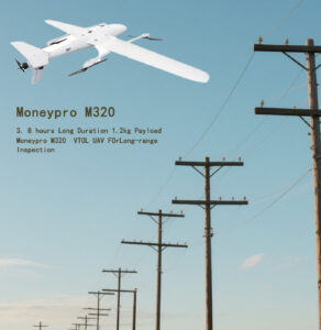 China Moneypro M320 4.3hrs Long Duration 5kg Heavy Lift VTOL Fixed Wing UAV for Long-range Inspection