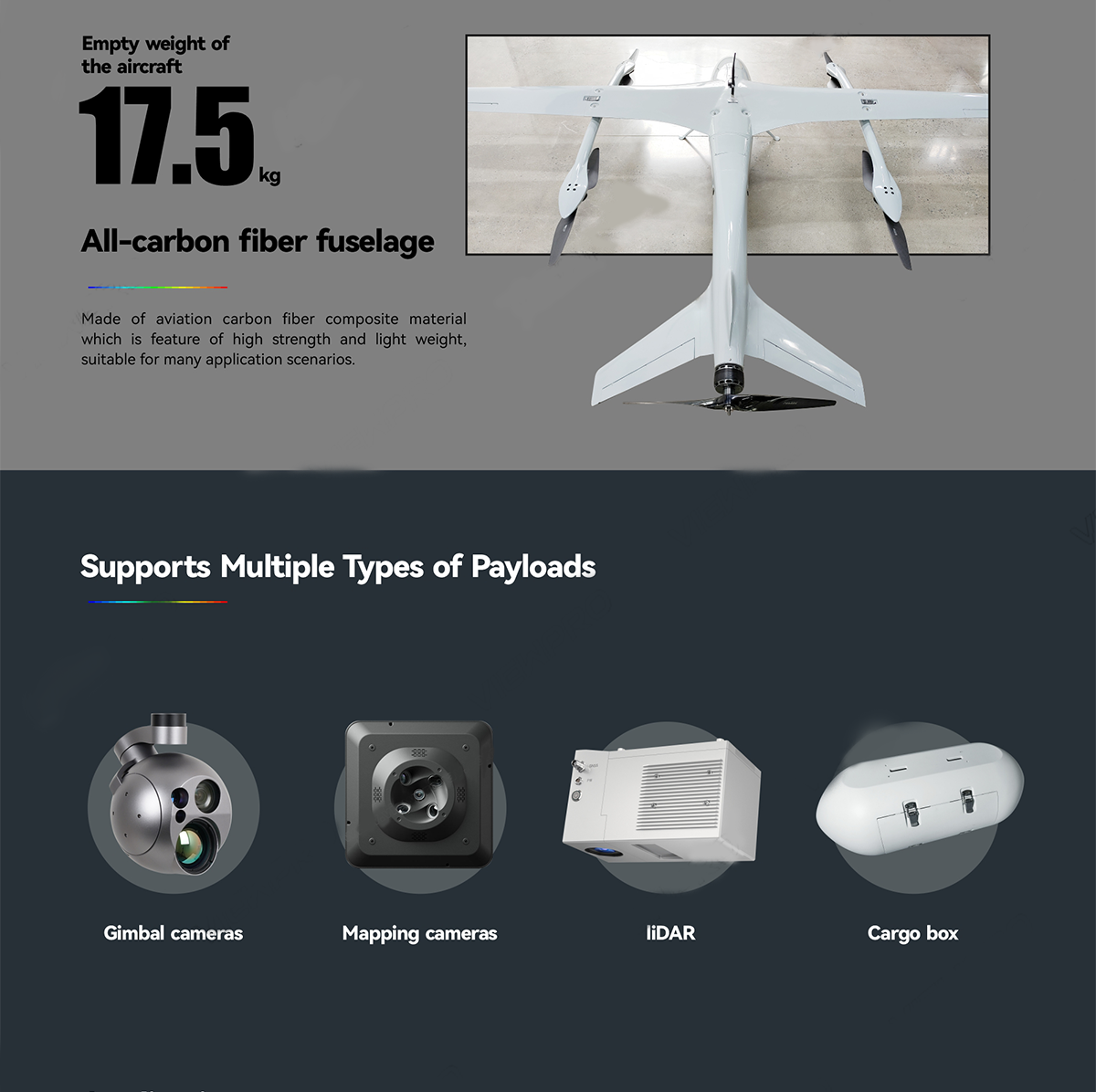 China Moneypro M400 Long flight time Electric VTOL 4hrs @ 5kg load