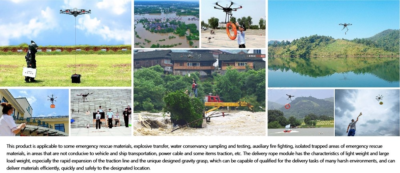China Moneypro Drone Winch with 30m Rope and Hook for Delivery Picking up and Dropping off