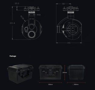 China Moneypro M20KTR 4K 20X Optical Zoom Triple Sensors Al Object Tracking Target GPS Coordinate Resolving and 3000m LRF Gimbal Camera