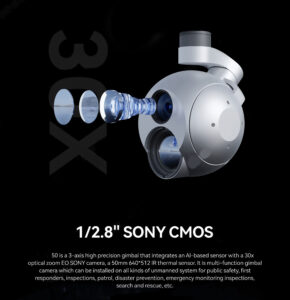 China Moneypro M30T-50 30x AI Object Tracking EO+IR Dual Semsor Gimbal Camera