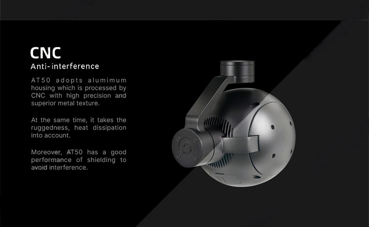 China Moneypro M50 50mm 640*512 IR Thermal camera with AI automatic tracking and 3-axis gimibal