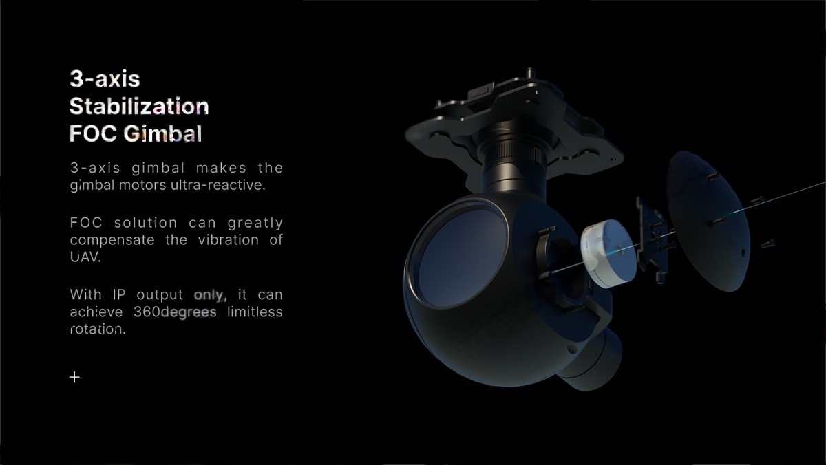 China Moneypro M50 50mm 640*512 IR Thermal camera with AI automatic tracking and 3-axis gimibal