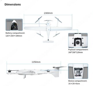 China Moneypro M230 2.5hrs Long-endurance with 1kg Payload Compact VTOL Mapping UAV
