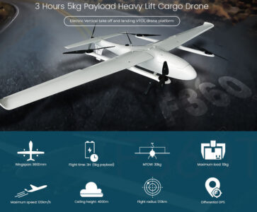 China Moneypro M360 VTOL 4 Hours Flight Time Heavy Lift Cargo Drone
