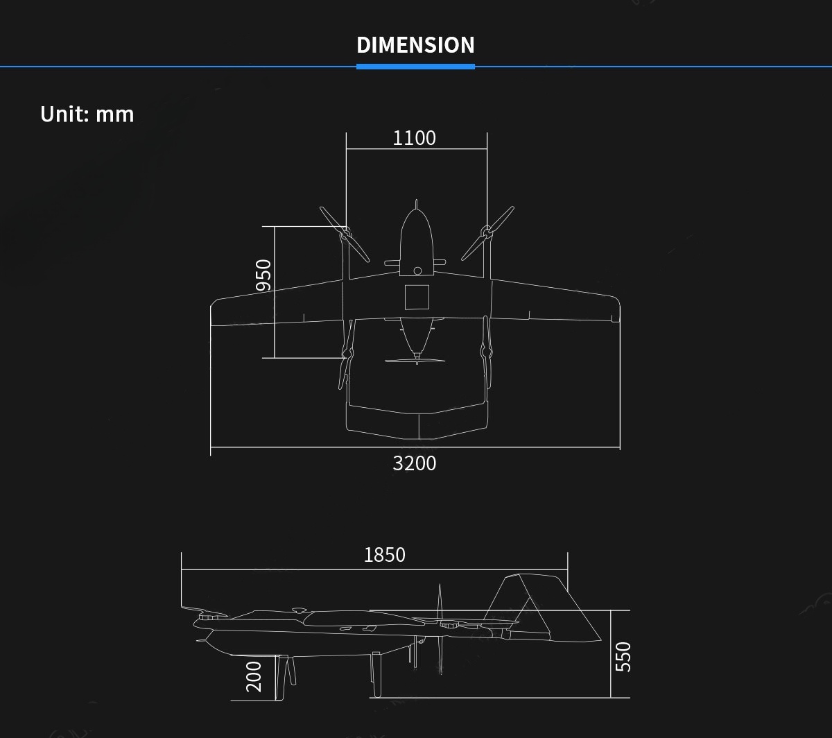China Moneypro M320 4hrs Long Endurance Electric VTOL Tail-push Airplane