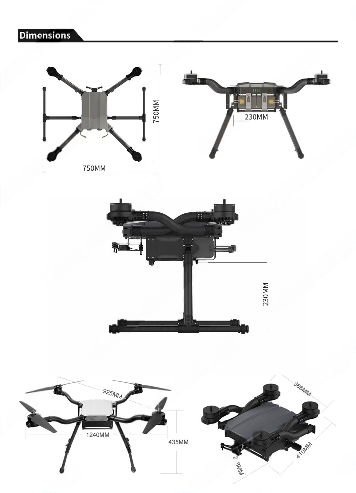 China Moneypro M100 Foldable Quadrotor Drone with 925mm Wheelbase and 70min Flight Time