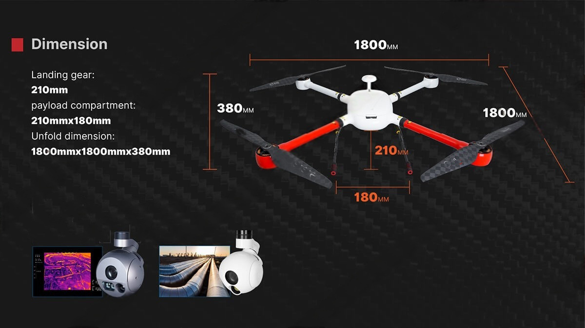 China Moneypro M113 Lightweight Heavy Lift Quadrotor Solution for Monitoring and Patrol Mission