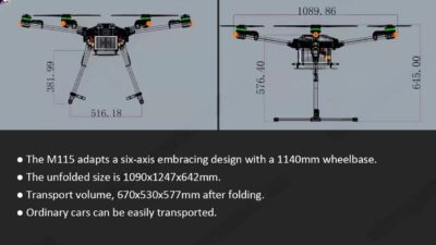 M115 New Small Hexacopter UAV with 21KG MTOW and Long Endurance