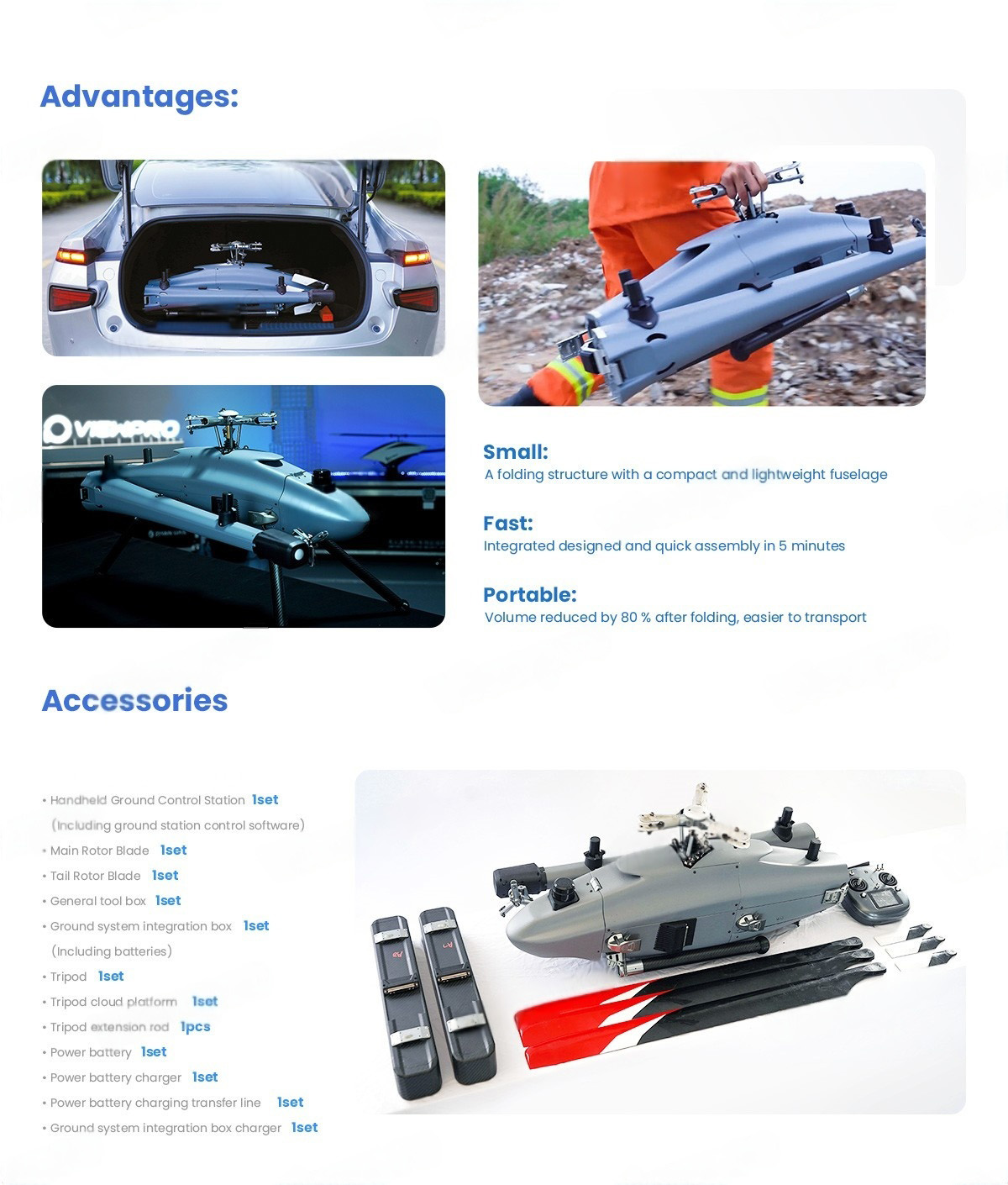 China Moneypro M191 Long Endurance Helicopter High Mobility Enhanced Portability