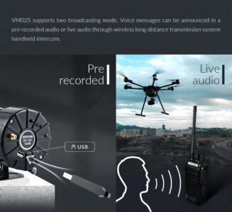 China Moneypro M02S UAV Wireless Long Range Megaphone Supports Pre-record