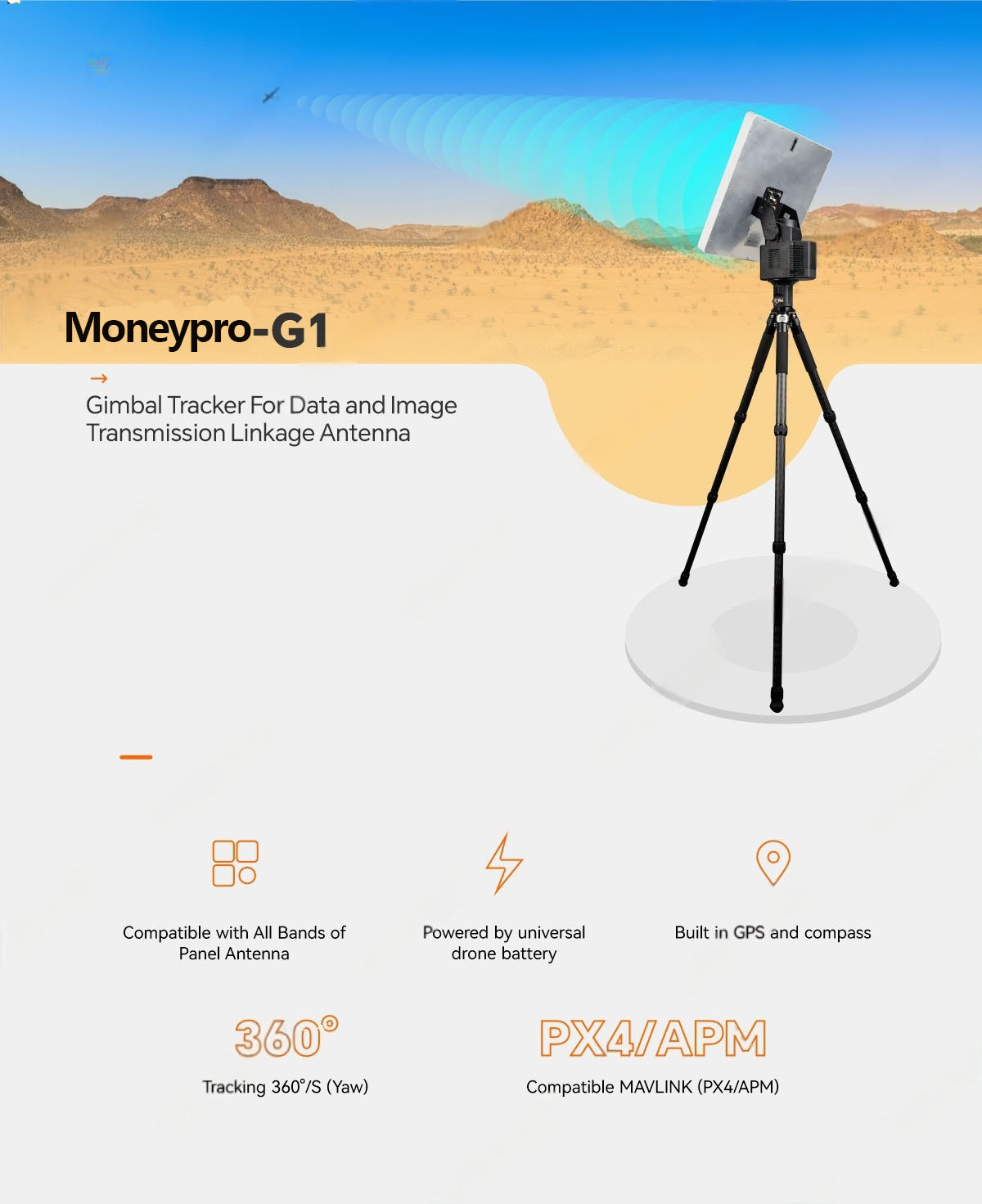 China Moneypro-G1 Antenna Tracker Gimbal For Data and Image Transmission Linkage Antenna