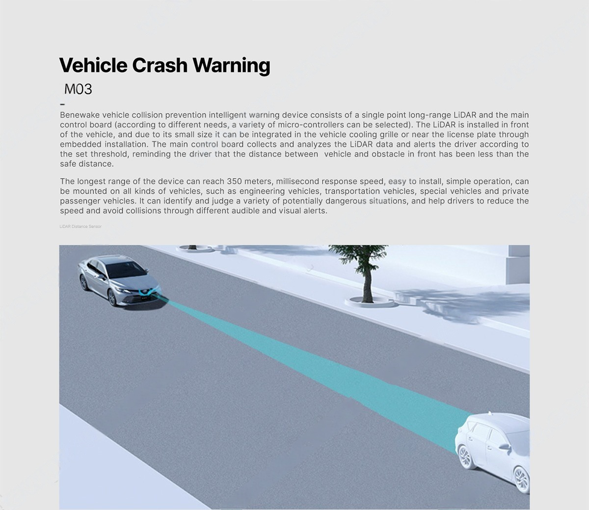 China Moneypro M03-100 / 180 LiDAR Distance Sensor 180m Obstacle Avoidance Radar