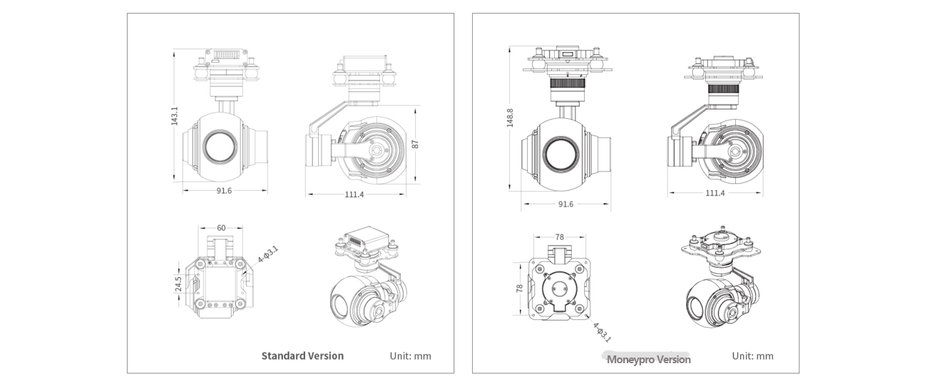 China Moneypro M10N / M10E 10x Optical Zoom Gimbal Camera