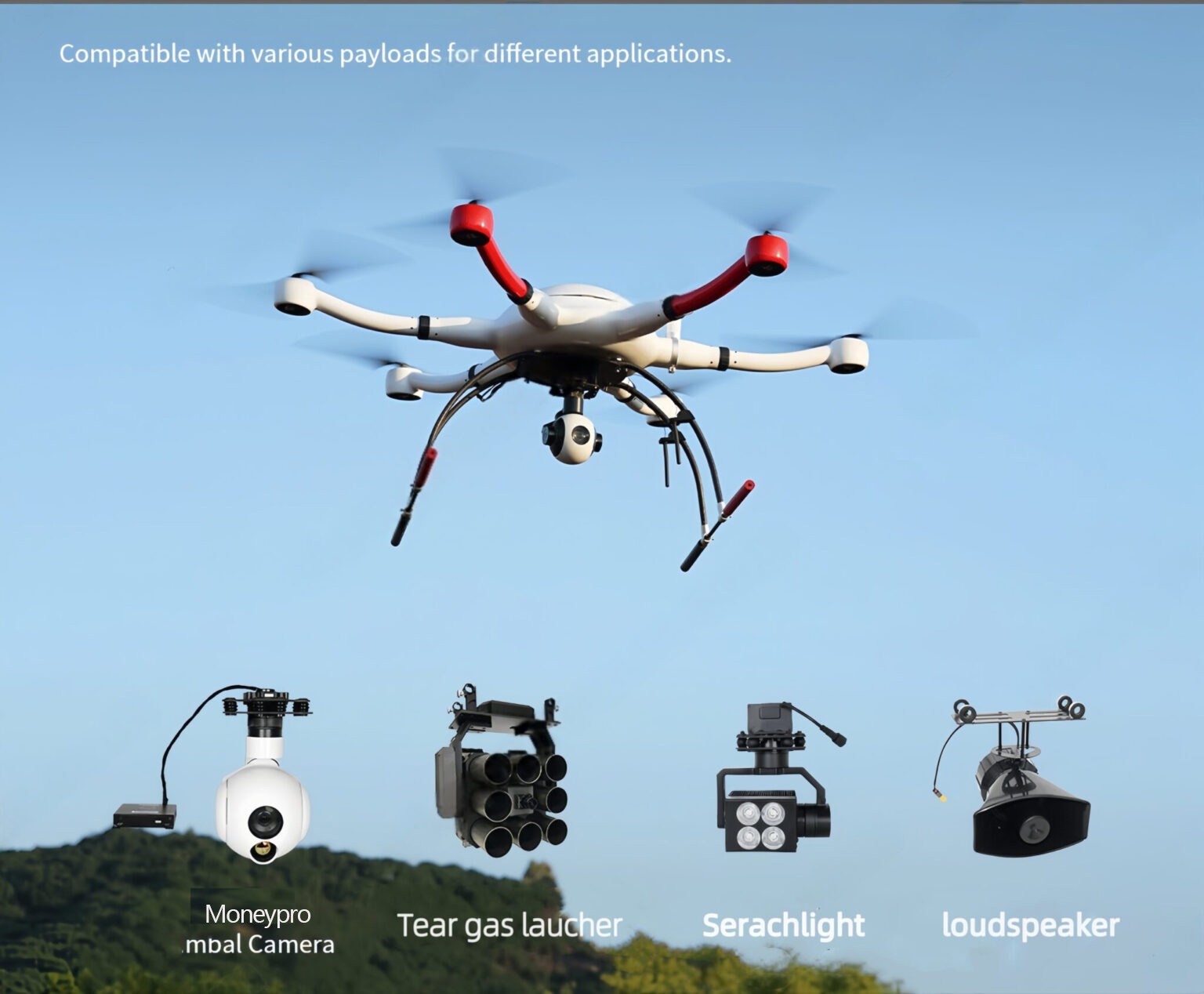 China Moneypro M120 Heavy-lift Small Hexacopter Battery Drone with 1200mm Wheelbase Time