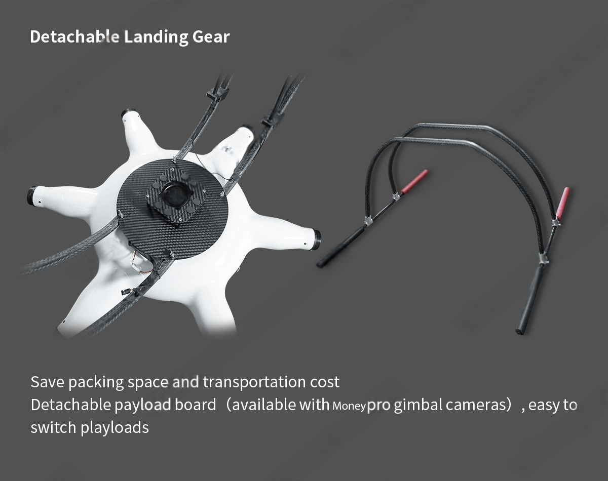China Moneypro M120 Heavy-lift Small Hexacopter Battery Drone with 1200mm Wheelbase Time