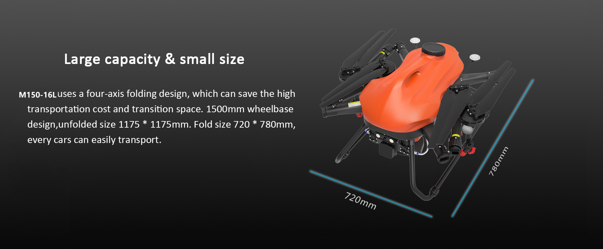 China Moneypro M150-16L Pure Electric Agricultural Plant Protection Drone with Radar Altitude and Ranging