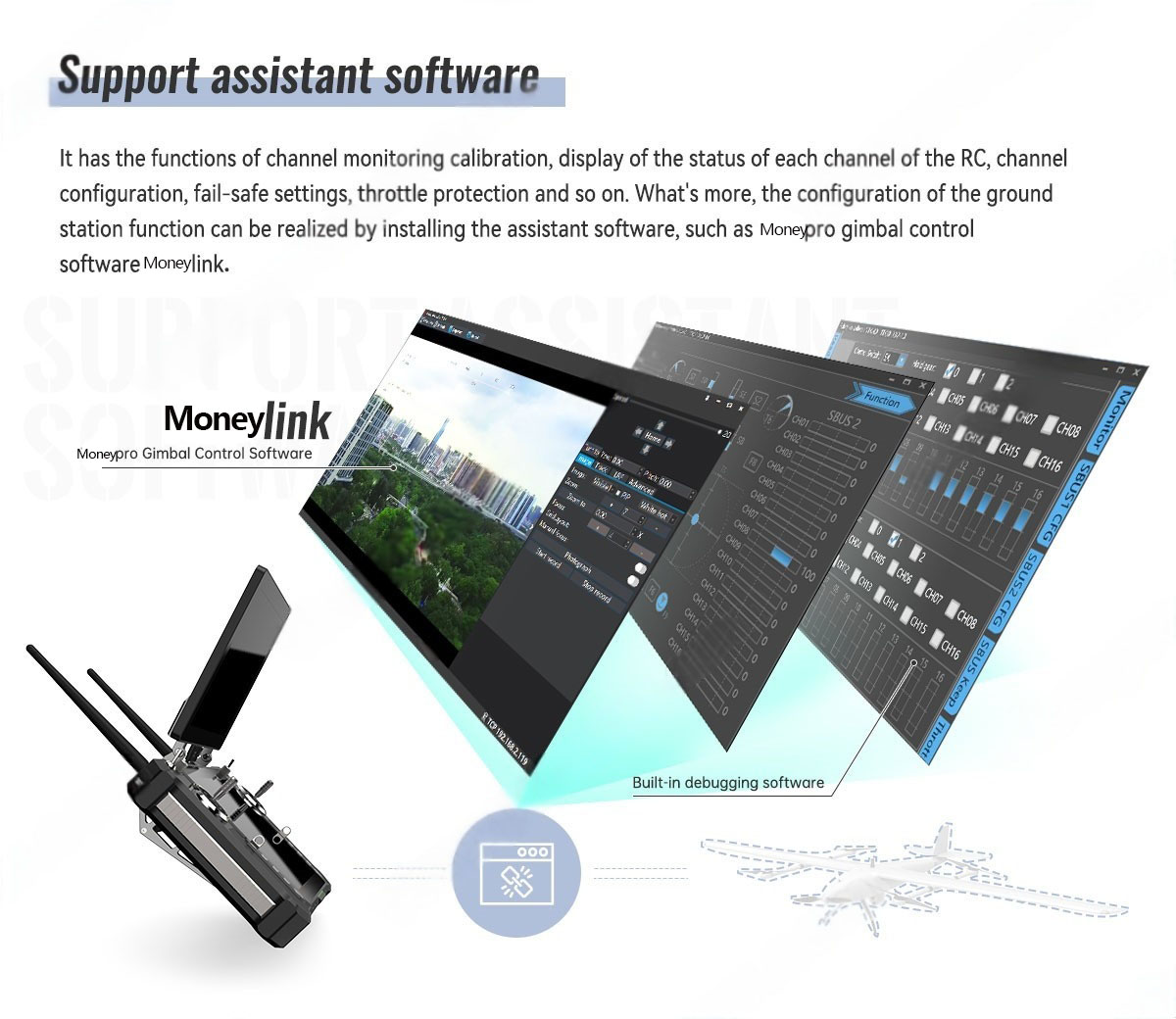 China Moneypro M30S High-quality Dual Screens Ground Control Station for Drone