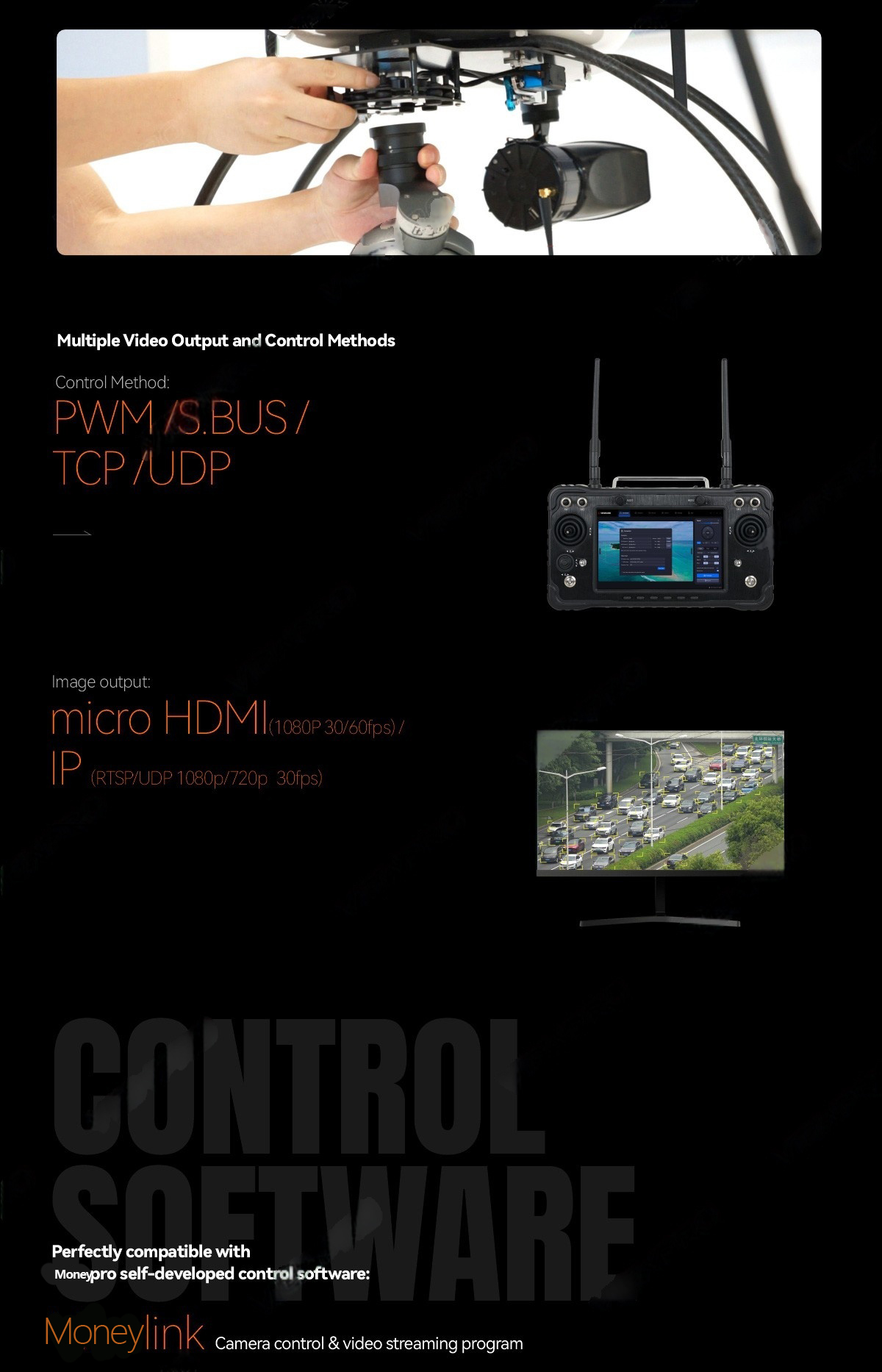China Moneypro M30T-50 30x AI Object Tracking EO+IR Dual Semsor Gimbal Camera