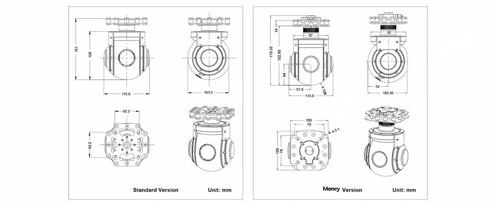 China Moneypro M30T optimized 2-axis camera gimbal airplane VTOL and Multi-rotor UAV payload