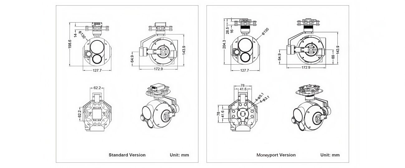 China Moneypro M30TIR-1352 Powerful 3-axis Gimbal Camera 30x Optical Zoom SONY Camera and Dual IR Thermal Zoom Sensor Industrial Inspection/search/ firefighting gimbal