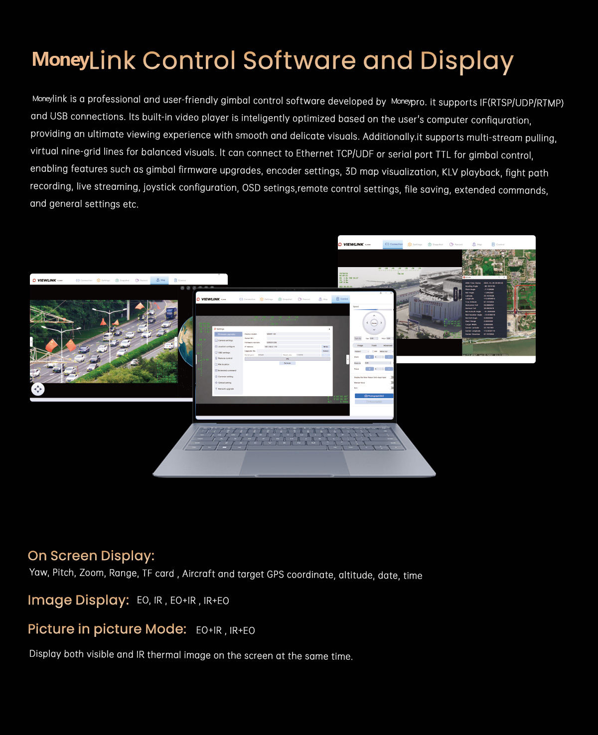 China Moneypro M30TIRM-HD 1280 lR thermal 30x Optical Zoom Starlight Night Vision 5000m LRF Gimbal Camera for VTOL Fixed Wing
