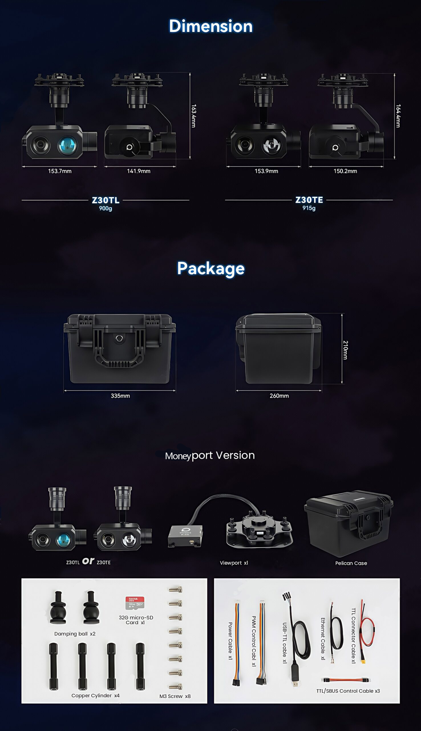 China Moneypro M30TL/M30TE Night vision SONY 30x Zoom camera with IR laser Illumination sensor