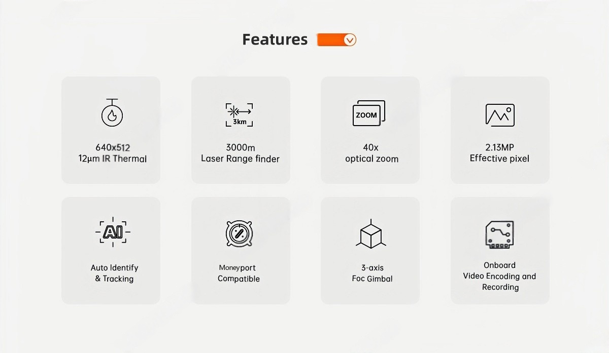 China Moneypro M40TPro AI-Tracking 40X Object Identification and Tracking Camera with 3-axis Gimbal