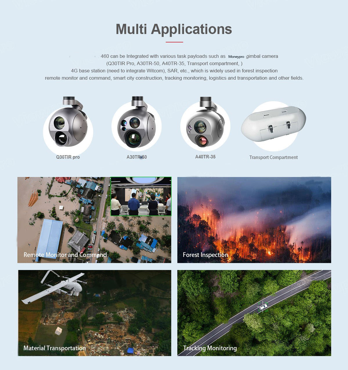China Moneypro M460 Satellite Communication UAV Hybrid VTOL with 4.6m Wingspan