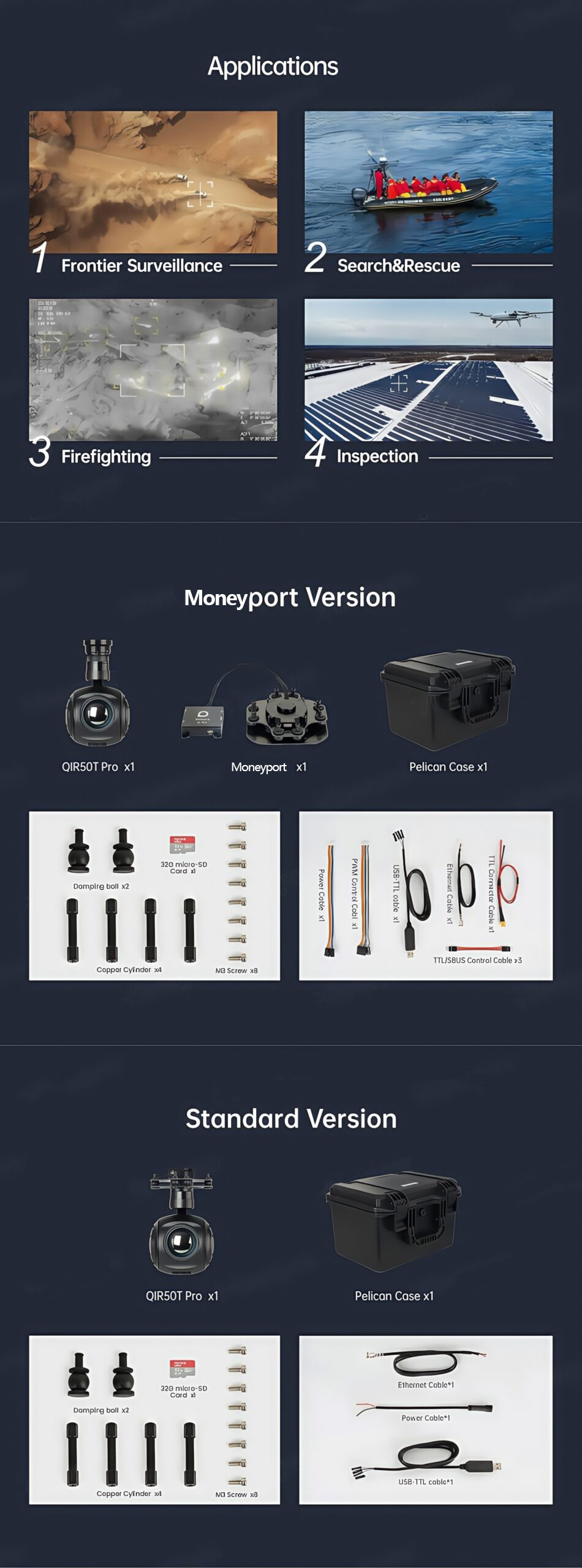 China Moneypro M50T Pro 1280 High definition Infrared Thermal Camera for Long Range Application