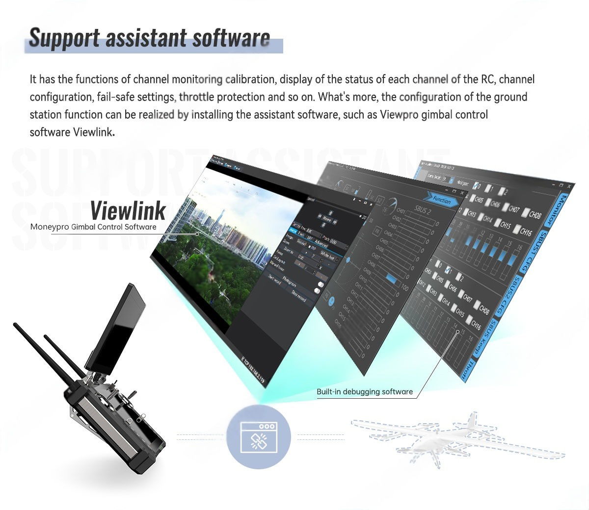 China Moneypro VXH-M30S High-quality Dual Screens Ground Control Station for Drone
