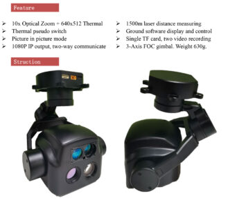 China Moneypro MG10T6LN Triple Light Gimbal 10X Optical zoom + 640x512 Thermal + 1500 LRF