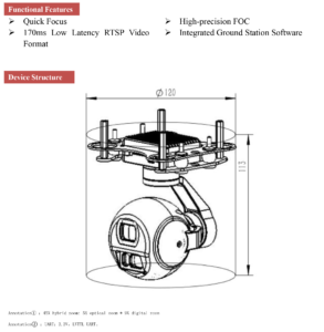 China Moneypro MG05L12 45X Hybrid Zoom Dual Output Mini Gimbal