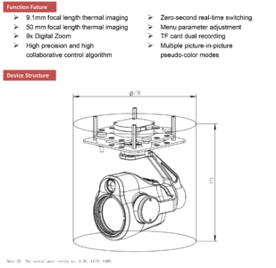 China Moneypro MG60950 9.1mm+50mm Dual Thermal Imaging Dual Light Network Gimbal Camera