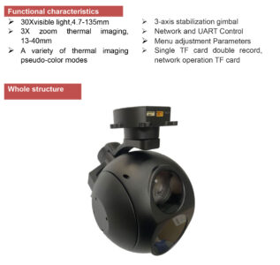 China Moneypro MG30A6Z4 30x optical zoom +40mm Zoom thermal imaging dual zoom dual optical networkIP Output Gimbal