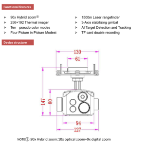 China Moneypro MG10G207L15 10x Optical Zoom + 256*192 Thermal imaging+1500m Laser rangefinder