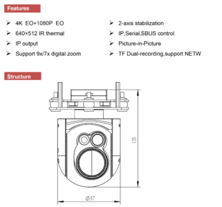 China Moneypro MG415S90G645 2-axis Gimbal Camera
