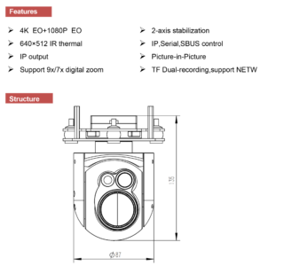 China Moneypro MG415S90G635 2-axis Gimbal Camera