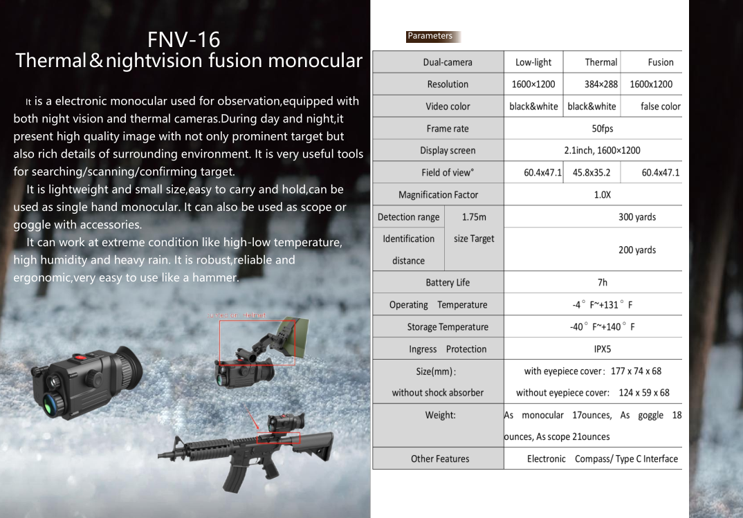 FNV-16 Thermal＆nightvision fusion monocular