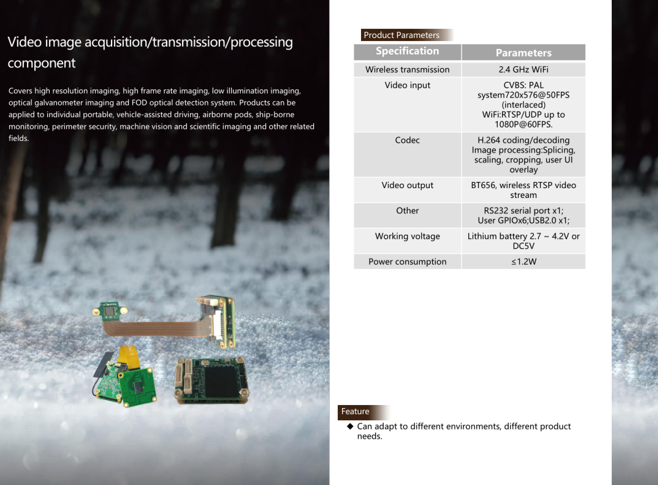 Video Image Acquisition/Transmission/Processing Component